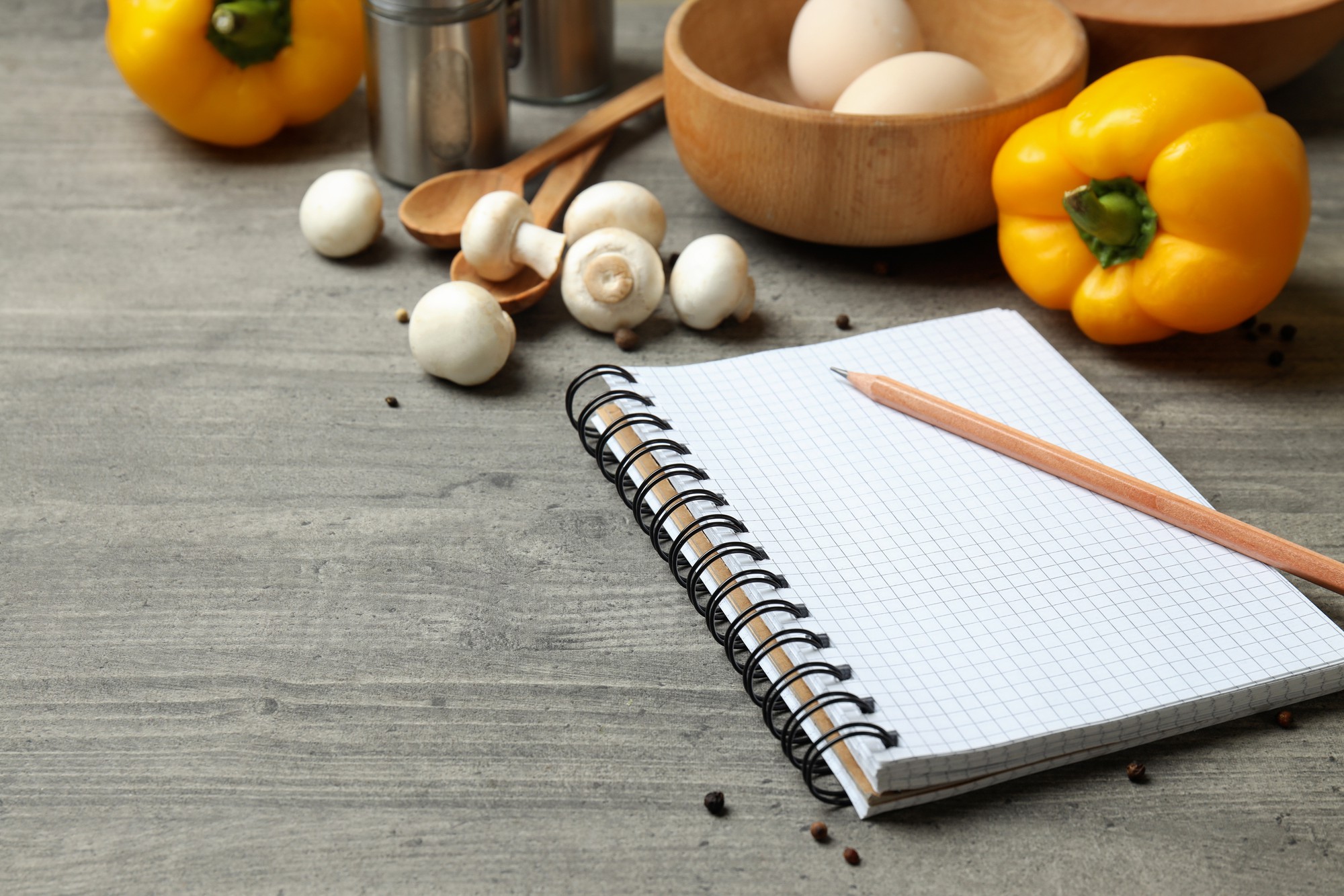 meal planning notebook on table
